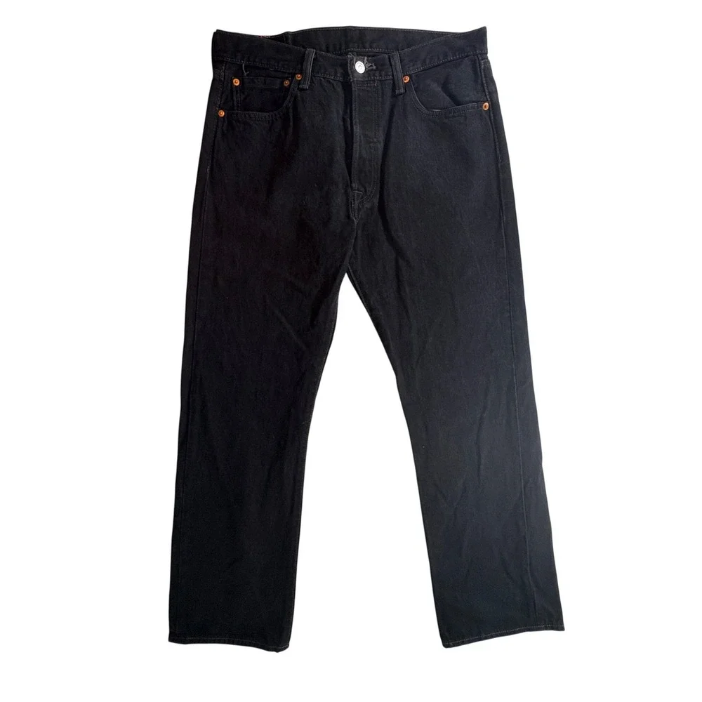Levi's 501 Original Fit Jeans Mens 34x30 Black Straight Leg Cotton Button Fly